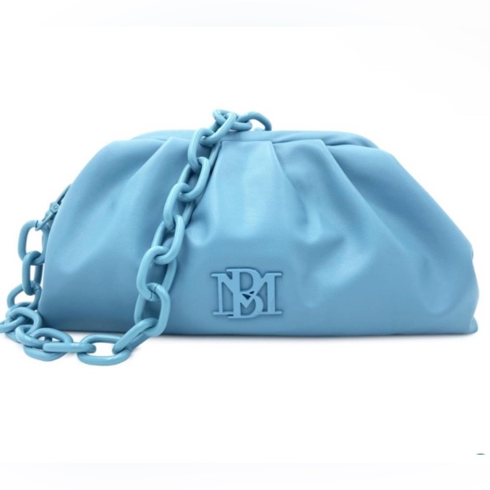NWT Badgley Mischka Vegan Leather Wrapped Frame Clutch Removable Chain Strap - Picture 1 of 15